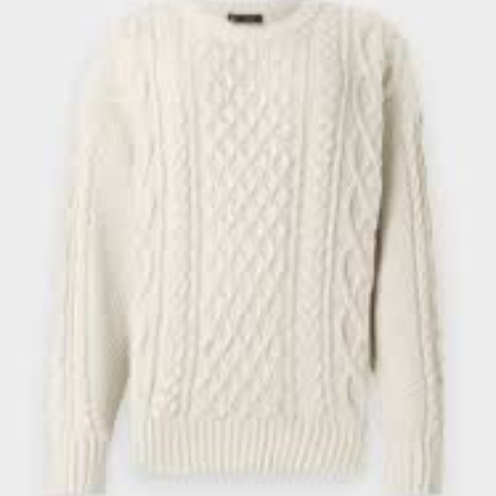 Gap Cable Knit Fisherman Cotton and Wool Sweater Cream M